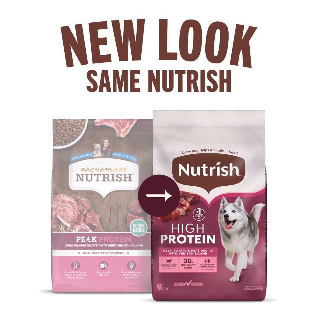 New Look Same Nutrish High Protein Recipe and Peak Protein Open Prairie Recipe